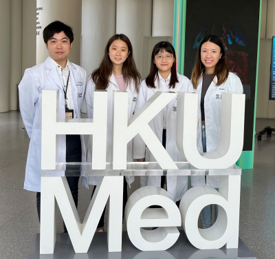A research team from HKUMed estimates an over 30% elevated risk of breast cancer among antipsychotic users. The research team members include (from left): Dr Francisco Lai Tsz-tsun, Research Assistant Professor; Janice Leung Ching-nam, Research Assistant; Dora Ng Wai-yee, Student Research Assistant and Rachel Chu Yui-ki, Research Assistant, Centre for Safe Medication Practice and Research, Department of Pharmacology and Pharmacy, HKUMed.
 
